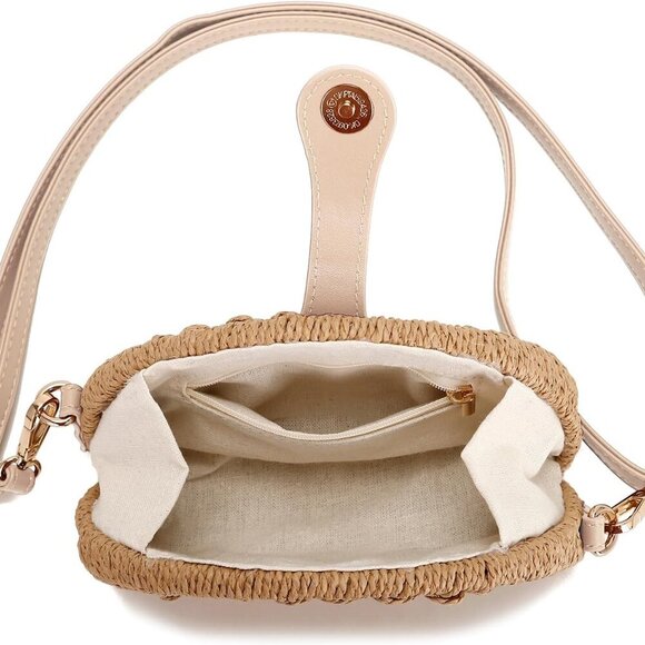 Straw Crossbody Bag Women Summer Handmade Woven Wicker Beach Purse Adjustable - Picture 4 of 4